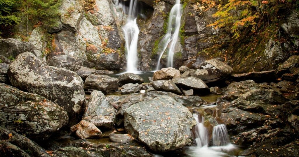 bash bish falls in the fall in massachusetts
