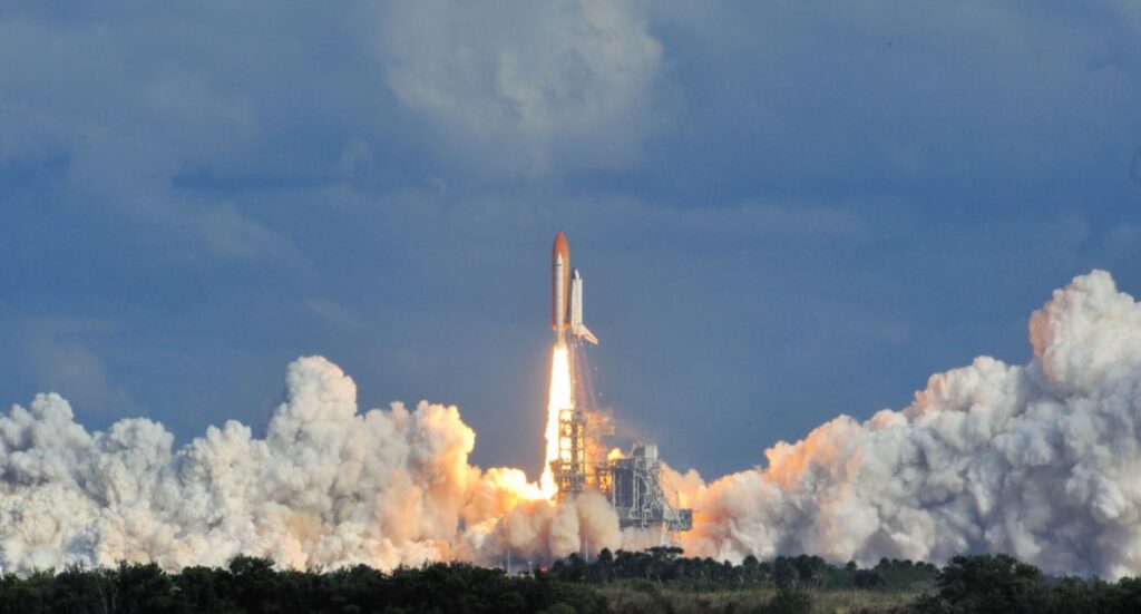 Space Shuttle Atlantis launches from the Kennedy Space Center