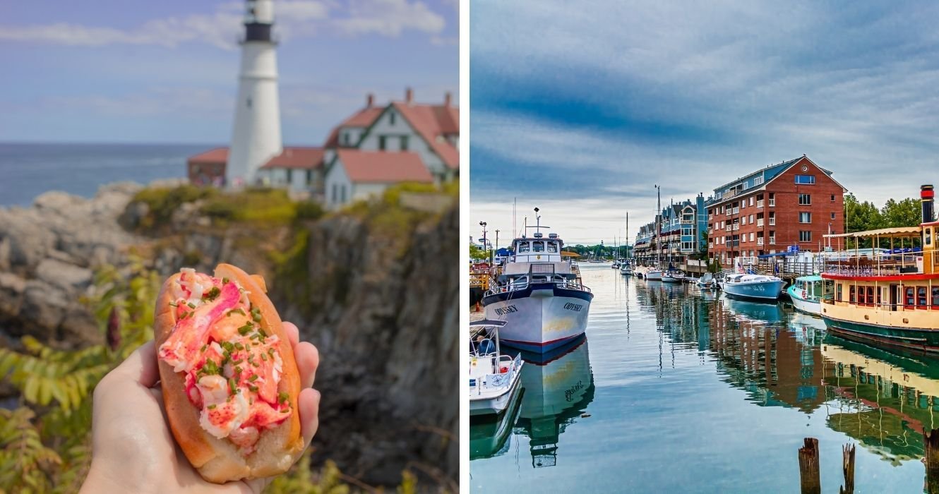 rolo de lagosta, marina em portland, maine