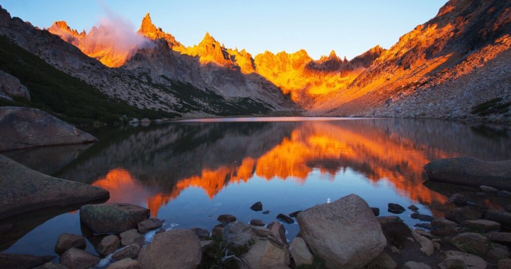 sunset at Frey's Refuge in argentina