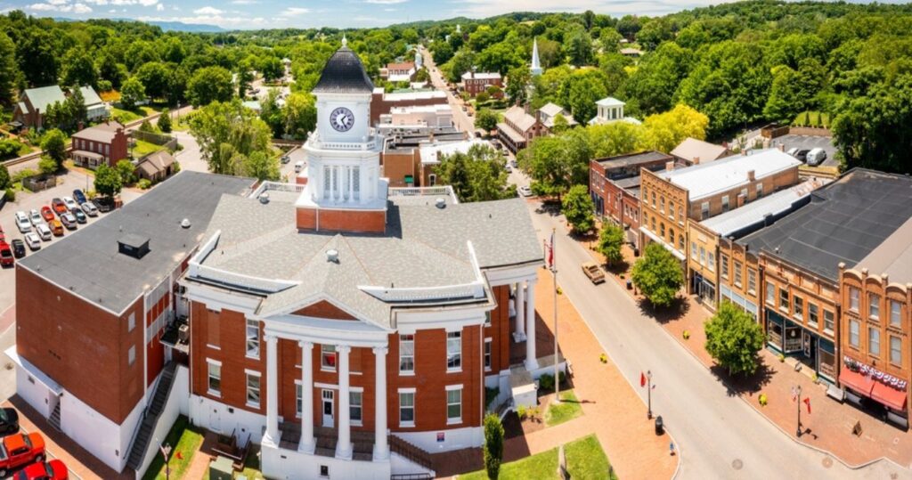 aerial view of franklin, tennessee