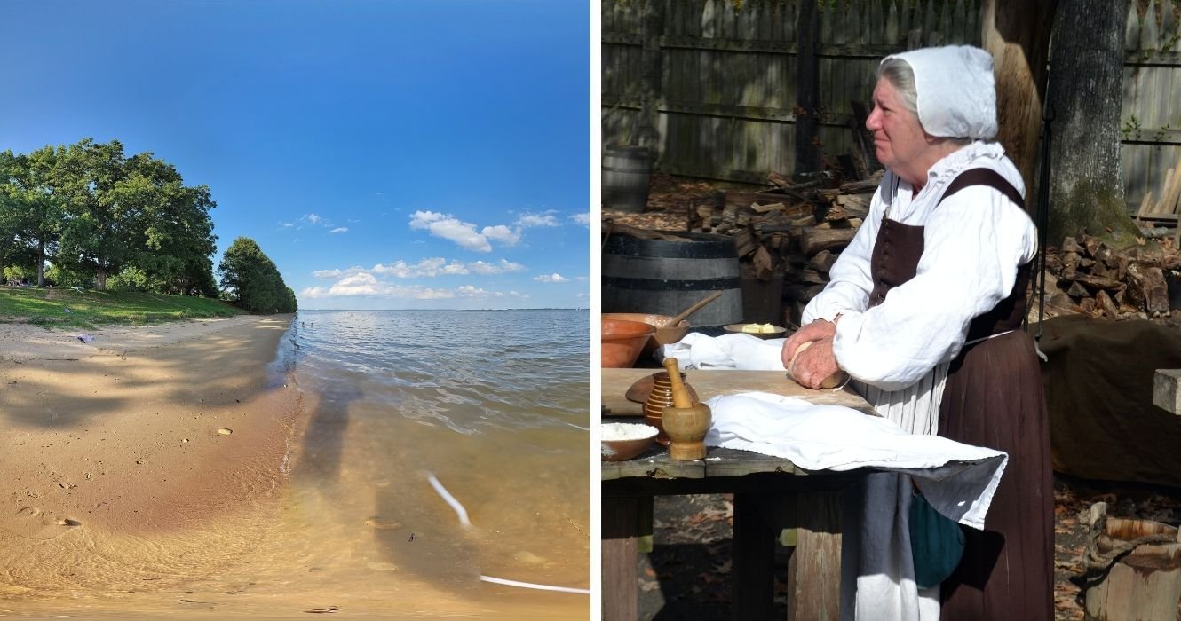 litoral histórico de jamestowne, um reencenador no histórico jamestowne