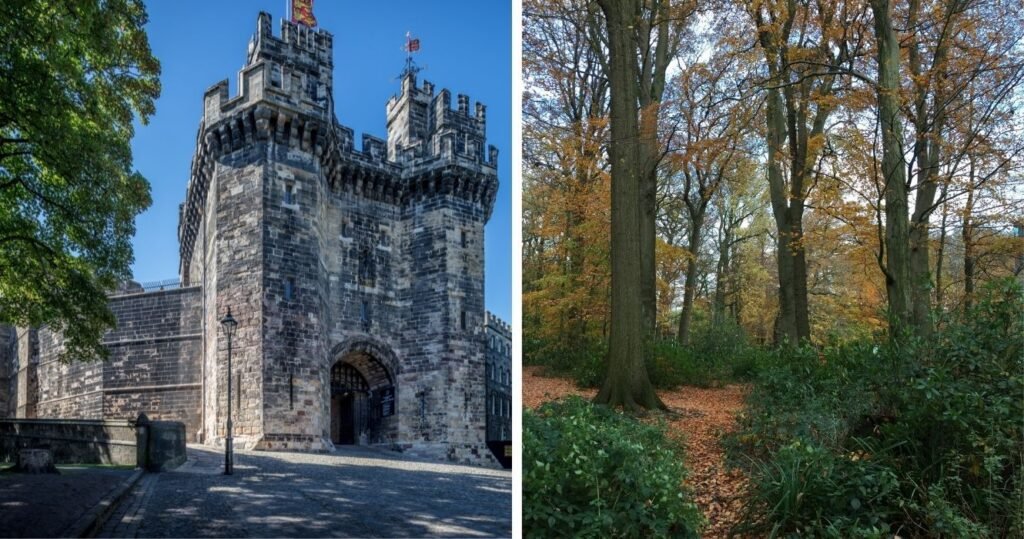 lancaster castle, woods in lancaster, england