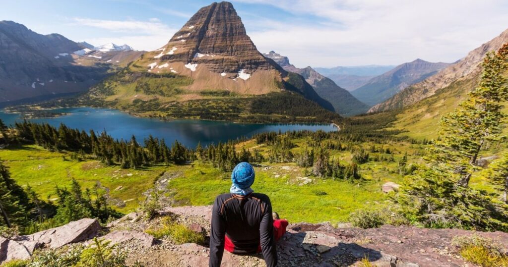 a hiker in glacier national park