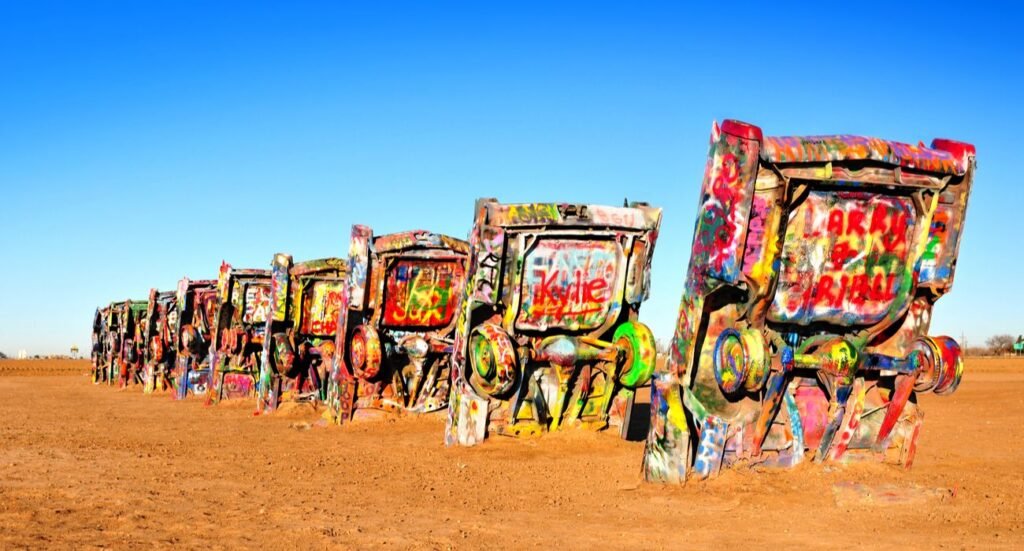 Cadillac Ranch is a public art installation Near Amarillo