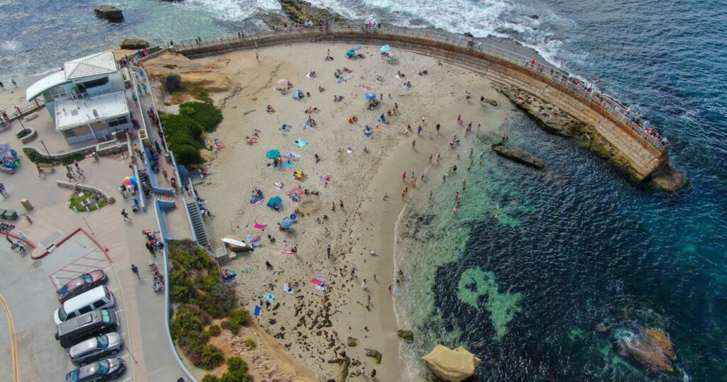 an aerial view of the beach la jolla